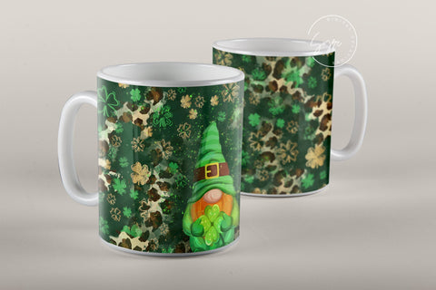 St.Patrick's Day Mug Design, Shamrock Mug Wrap png, Clover Design, Gnome Sublimation Design, 11 & 15 Oz Mug Cricut Press Sublimation Wrap Sublimation Syre Digital Creations 