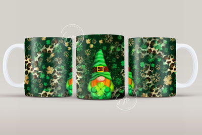 St.Patrick's Day Mug Design, Shamrock Mug Wrap png, Clover Design, Gnome Sublimation Design, 11 & 15 Oz Mug Cricut Press Sublimation Wrap Sublimation Syre Digital Creations 