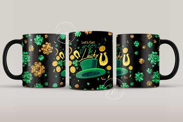 St.Patrick's Day Mug Design, Shamrock Mug Wrap png, Clover Design, Green Sublimation Design, 11 & 15 Oz Mug Cricut Press Sublimation Wrap Sublimation Syre Digital Creations 
