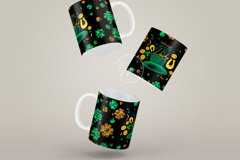 St.Patrick's Day Mug Design, Shamrock Mug Wrap png, Clover Design, Green Sublimation Design, 11 & 15 Oz Mug Cricut Press Sublimation Wrap Sublimation Syre Digital Creations 