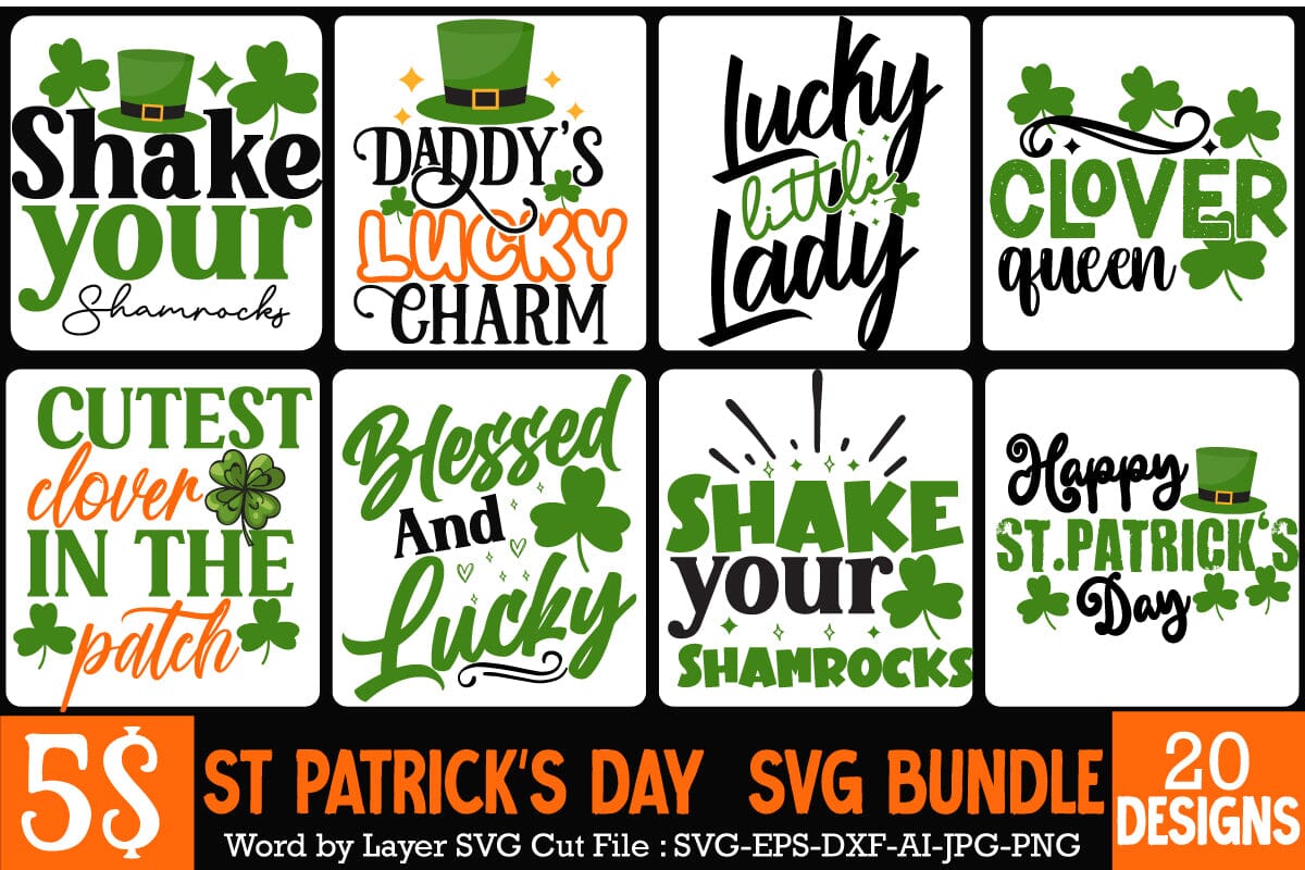 Happy St Patricks Day SVG Lucky SVG Shamrock SVG Digital 