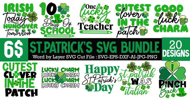 St.Patrick's Day SVG Bundle,Happy St.Patrick's Day SVG Bundle , St.Patrick's Day SVG Quotes , St.Patrick's Day Sublimation Bundle SVG BlackCatsMedia 