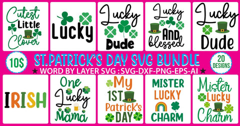 St.Patrick's Day SVG Bundle,Happy St.Patrick's Day SVG Bundle , St.Patrick's Day SVG Quotes , St.Patrick's Day Sublimation Bundle SVG BlackCatsMedia 