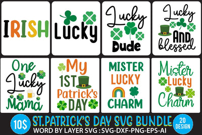 St.Patrick's Day SVG Bundle,Happy St.Patrick's Day SVG Bundle , St.Patrick's Day SVG Quotes , St.Patrick's Day Sublimation Bundle SVG BlackCatsMedia 