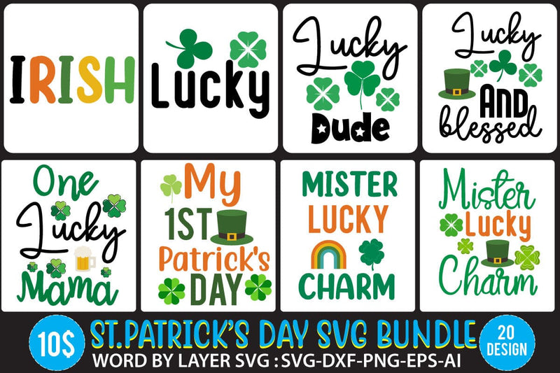 St.Patrick's Day SVG Bundle,Happy St.Patrick's Day SVG Bundle , St.Patrick's Day SVG Quotes , St.Patrick's Day Sublimation Bundle SVG BlackCatsMedia 