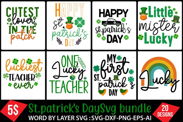St.Patrick's Day SVG Bundle,Happy St.Patrick's Day SVG Bundle , St.Patrick's Day SVG Quotes , St.Patrick's Day Sublimation Bundle SVG BlackCatsMedia 