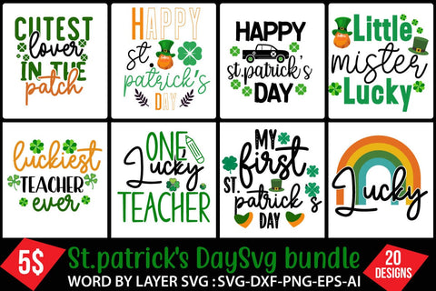 St.Patrick's Day SVG Bundle,Happy St.Patrick's Day SVG Bundle , St.Patrick's Day SVG Quotes , St.Patrick's Day Sublimation Bundle SVG BlackCatsMedia 