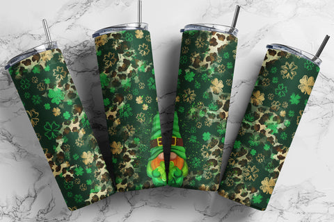 St.Patrick's Day Tumbler Design, Shamrock Tumbler Wrap png, 20 oz Skinny Straight Tumbler, Clover Tumbler, Gnome Seamless Sublimation Design Sublimation Syre Digital Creations 