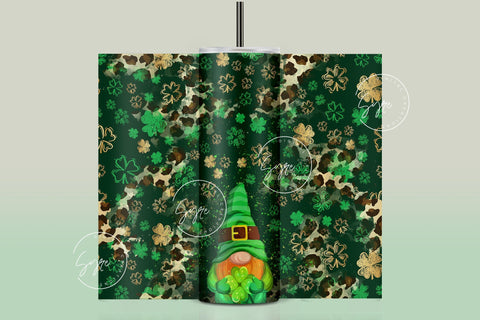 St.Patrick's Day Tumbler Design, Shamrock Tumbler Wrap png, 20 oz Skinny Straight Tumbler, Clover Tumbler, Gnome Seamless Sublimation Design Sublimation Syre Digital Creations 