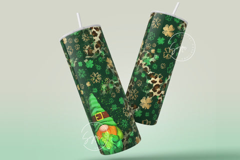St.Patrick's Day Tumbler Design, Shamrock Tumbler Wrap png, 20 oz Skinny Straight Tumbler, Clover Tumbler, Gnome Seamless Sublimation Design Sublimation Syre Digital Creations 