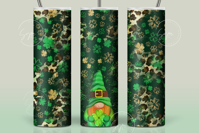 St.Patrick's Day Tumbler Design, Shamrock Tumbler Wrap png, 20 oz Skinny Straight Tumbler, Clover Tumbler, Gnome Seamless Sublimation Design Sublimation Syre Digital Creations 