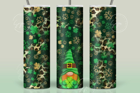 St.Patrick's Day Tumbler Design, Shamrock Tumbler Wrap png, 20 oz Skinny Straight Tumbler, Clover Tumbler, Gnome Seamless Sublimation Design Sublimation Syre Digital Creations 