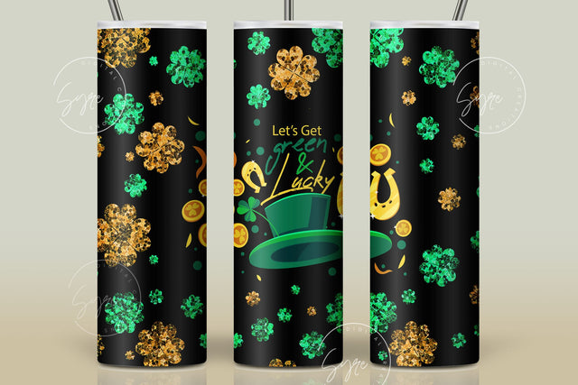 St.Patrick's Day Tumbler Design, Shamrock Tumbler Wrap png, 20 oz Skinny Straight Tumbler, Clover Tumbler, Green Seamless Sublimation Design Sublimation Syre Digital Creations 