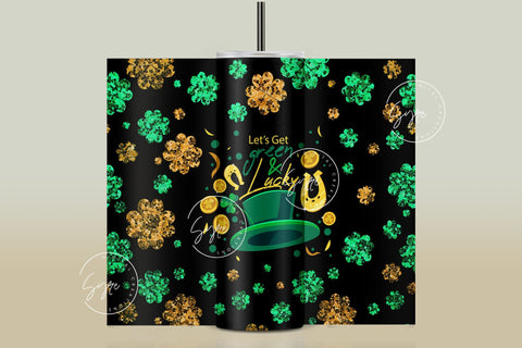 St.Patrick's Day Tumbler Design, Shamrock Tumbler Wrap png, 20 oz Skinny Straight Tumbler, Clover Tumbler, Green Seamless Sublimation Design Sublimation Syre Digital Creations 