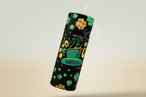St.Patrick's Day Tumbler Design, Shamrock Tumbler Wrap png, 20 oz Skinny Straight Tumbler, Clover Tumbler, Green Seamless Sublimation Design Sublimation Syre Digital Creations 