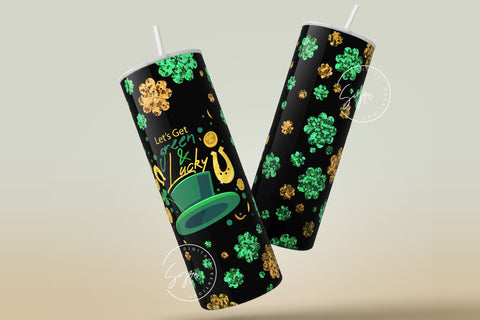 St.Patrick's Day Tumbler Design, Shamrock Tumbler Wrap png, 20 oz Skinny Straight Tumbler, Clover Tumbler, Green Seamless Sublimation Design Sublimation Syre Digital Creations 