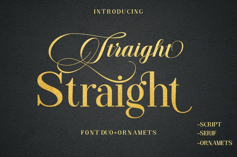 Straight Font Duo Plus Ornament Font Poen1983 