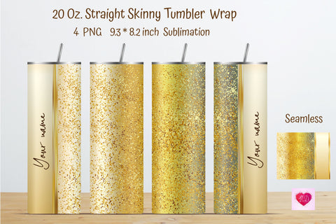Straight Gold Glitter 20 oz Skinny Tumbler Sublimation Sublimation Kseniia designer 