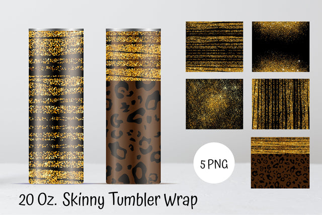 Straight Leopard Print With Gold Glitter 20 oz Skinny Tumbler Sublimation Sublimation Kseniia designer 