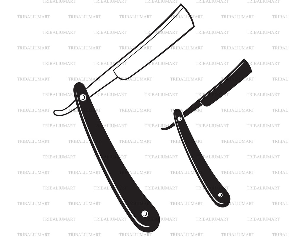 Straight Razor. Cut files for Cricut. Clip Art silhouettes (eps, svg ...