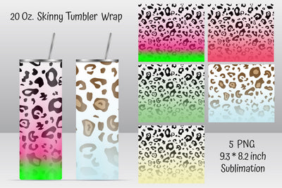 Straight Skinny Tumbler Sublimation With Colorful Leopard Print Sublimation Kseniia designer 