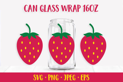 Strawberries glass can wrap design SVG. Summer berry can glass SVG LaBelezoka 