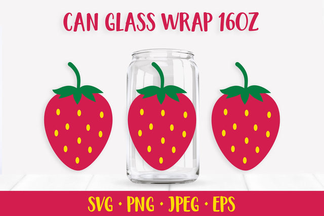 Strawberries glass can wrap design SVG. Summer berry can glass SVG LaBelezoka 