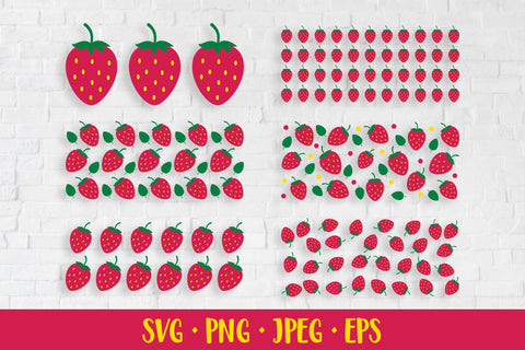 Strawberry can glass wrap bundle. Berries glass can SVG SVG LaBelezoka 