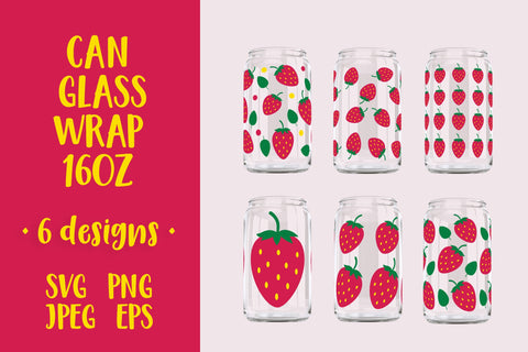Strawberry can glass wrap bundle. Berries glass can SVG SVG LaBelezoka 