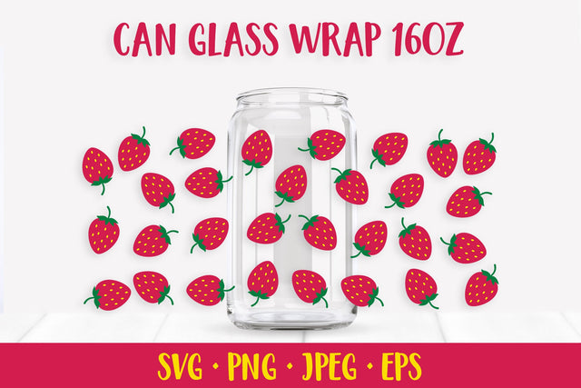 Strawberry can glass wrap design SVG. Summer beer glass can SVG LaBelezoka 