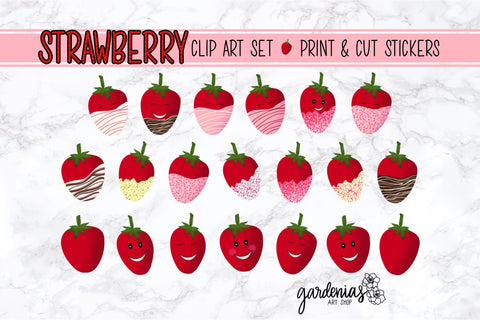 Strawberry Clip Art Set / Printable Stickers Sublimation Gardenias Art Shop 