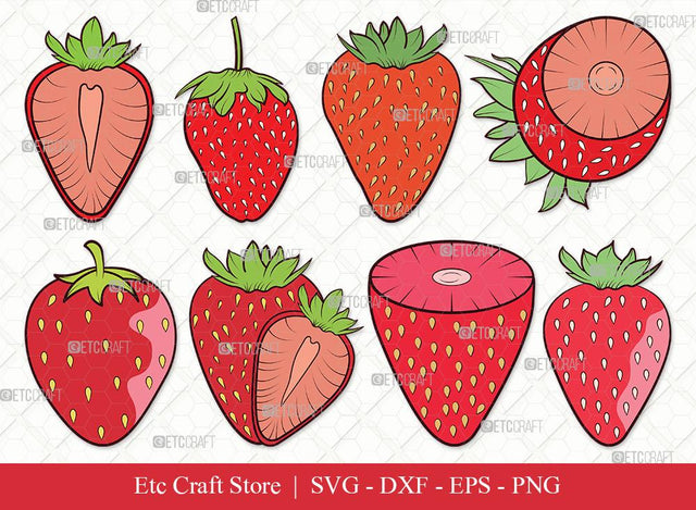 Strawberry Clipart SVG Cut File | Summer Svg | Fruit Svg | Berries Svg | Bundle SVG ETC Craft 