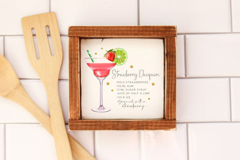 Strawberry Daiquiri cocktail recipe sublimation file Sublimation Design Owl 
