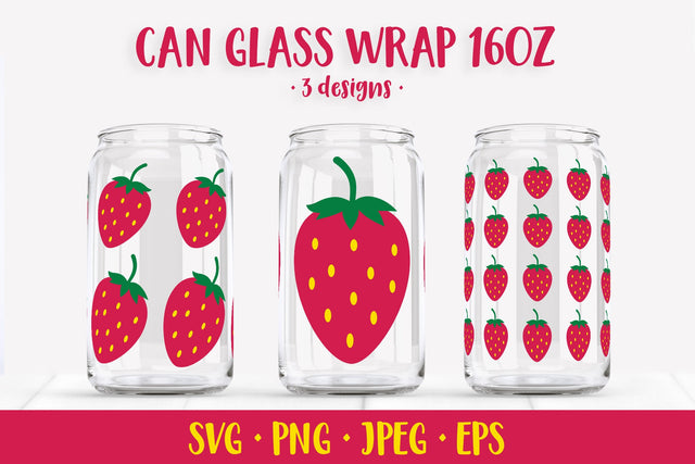Strawberry glass can wrap. Summer berries can glass SVG SVG LaBelezoka 