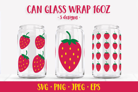 Strawberry glass can wrap. Summer berries can glass SVG SVG LaBelezoka 