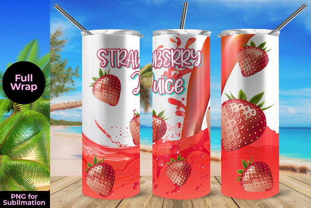 Strawberry Juice 20oz Skinny Tumbler Wrap Template Sublimation Sublimatiz Designs 