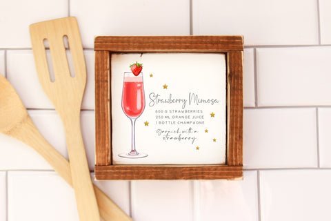 Strawberry Mimosa Cocktail Recipe Sublimation File Sublimation Design Owl 