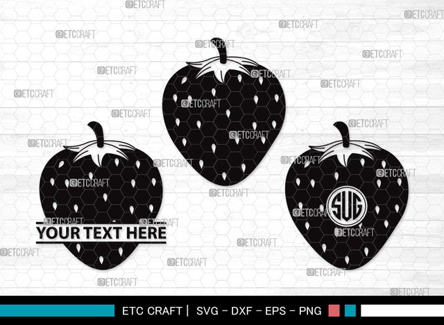 Strawberry Monogram SVG | Summer Svg | Fruit Svg | Berries Svg | Strawberry Clipart SVG ETC Craft 
