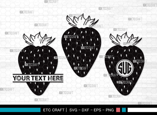Strawberry Monogram SVG | Summer Svg | Fruit Svg | Berries Svg | Strawberry Clipart SVG ETC Craft 