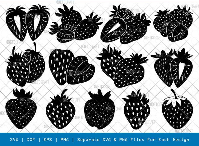 Strawberry Silhouette, Strawberry SVG, Fruits Svg, Summer Fruits Svg, Berries Svg, Strawberry Bundle, SB00829 SVG ETC Craft 