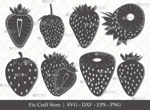 Strawberry Silhouette SVG Cut File | Summer Svg | Fruit Svg | Berries Svg | Bundle SVG ETC Craft 