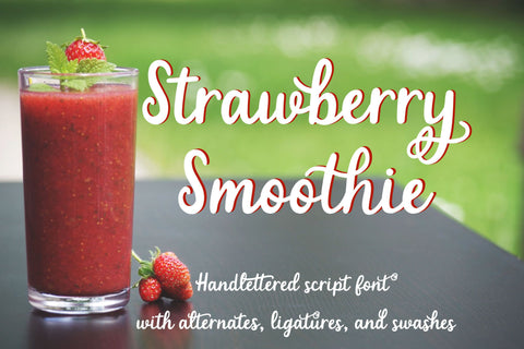 Strawberry Smoothie - A handlettered script font Font Stacy's Digital Designs 