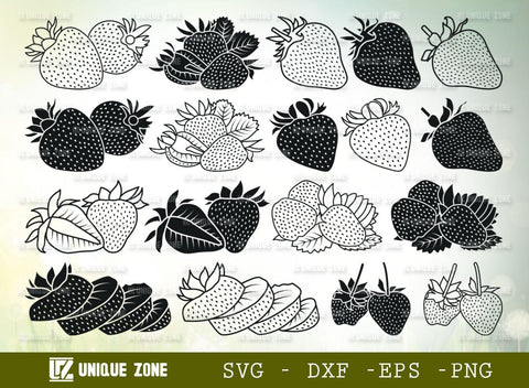 Strawberry SVG Bundle, Summer Fruit Svg, Fruit Svg, Strawberries Svg, Strawberry Clipart Svg, Strawberry Lover, Strawberry Fruit Svg, SVG Unique Zone 