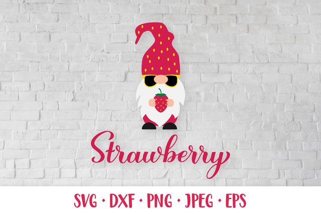 Strawberry SVG calligraphy lettering and gnome holding berry SVG LaBelezoka 