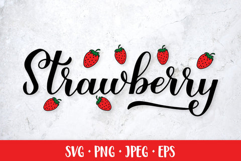 Strawberry SVG calligraphy lettering and hand drawn berries SVG LaBelezoka 