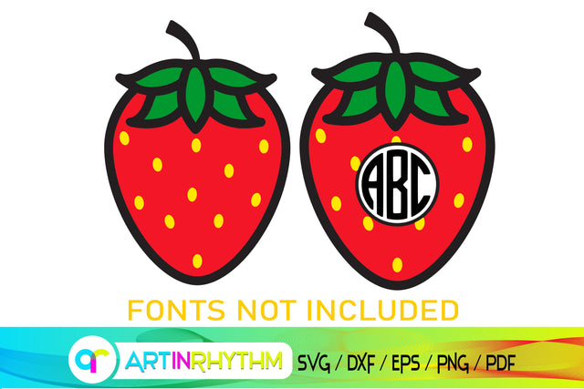 strawberry svg, fruit monogram svg SVG Artinrhythm shop 