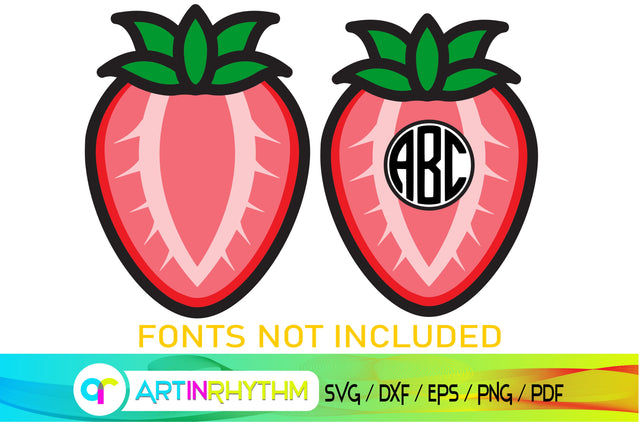 strawberry svg, fruit monogram svg SVG Artinrhythm shop 