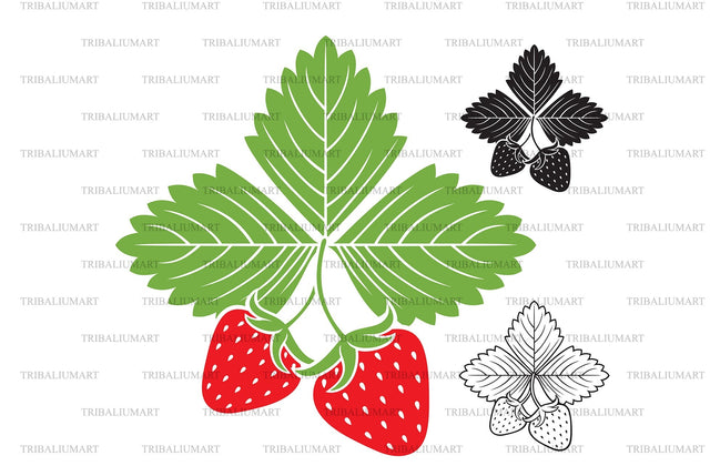 Strawberry with leaf SVG TribaliumArtSF 
