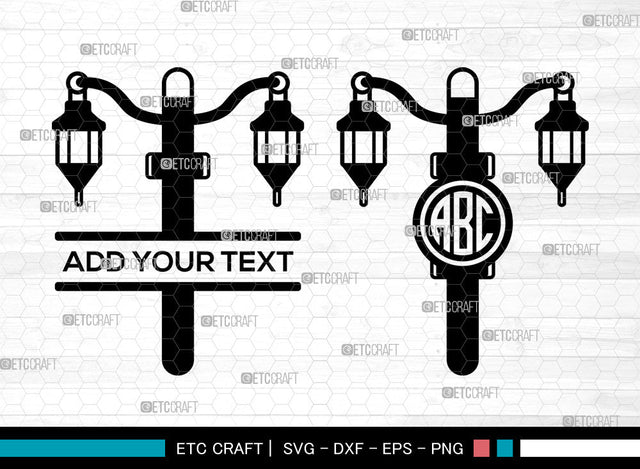 Street Light Monogram SVG, Circle Monogram Svg, Lamp Svg, Street Lamp Svg, Street Lamp Icon Svg, Street Lantern Svg, Street Light SVG ETC Craft 