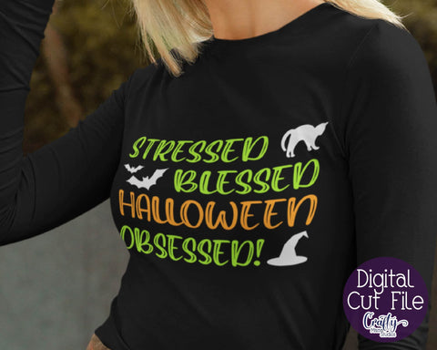 Stressed Blessed Halloween Obsessed SVG Crafty Mama Studios 